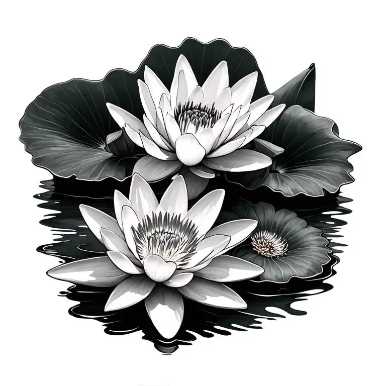 3 water lillies tattoo design idea