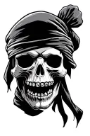 ghost pirate skull wearing durag with diamond grill in teeth tattoo design idea
