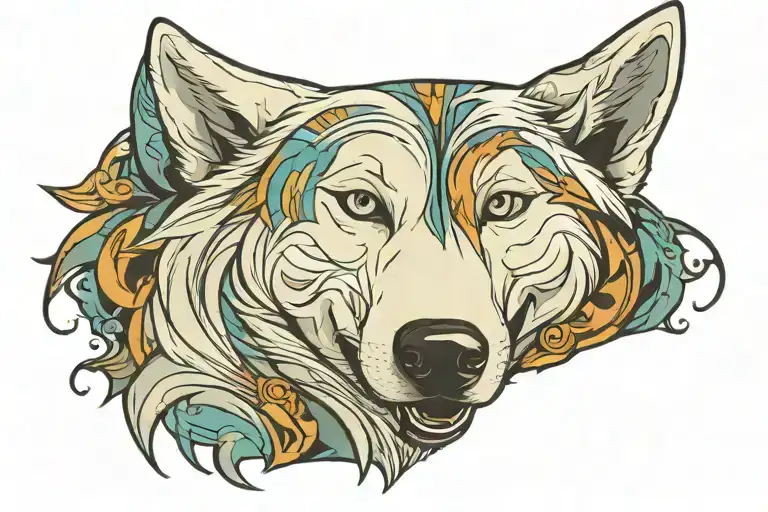 white Siberian husky face tattoo design idea