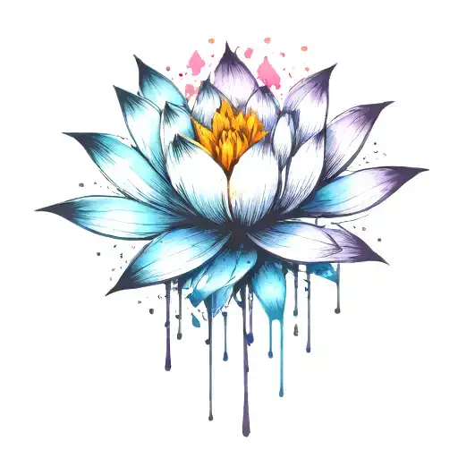 add trajectories surrounding lotus. use dark space colors replace the lighter pedals with darker colors tattoo design idea