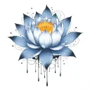 add trajectories surrounding lotus. use dark space colors replace the lighter pedals with darker colors tattoo design idea