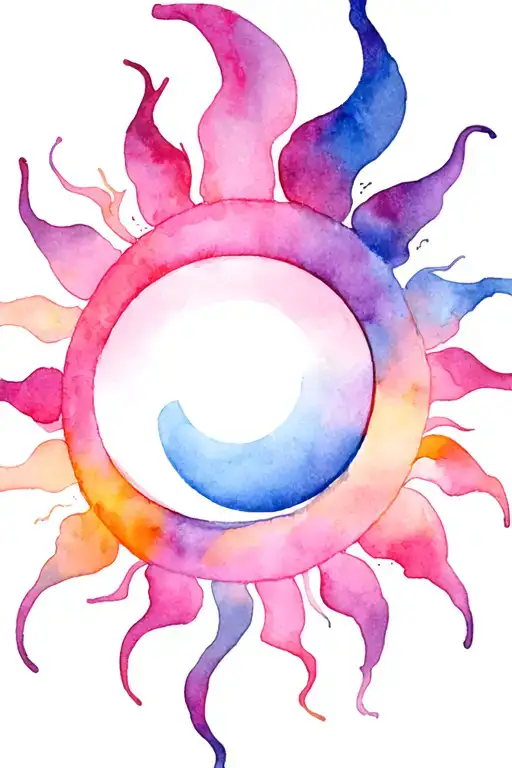 Sun and Evil eye inside representing tattoo design idea