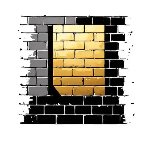 Brick Walls with a golden rectangle shape tattoo design idea