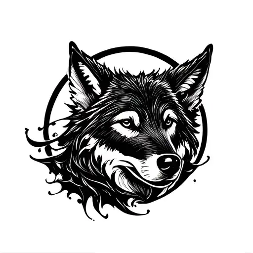 Black circle with curvy overlapping black lines inside inspired by twilight wolf tattoo tattoo design idea