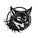 Black circle with curvy overlapping black lines inside inspired by twilight wolf tattoo tattoo design idea