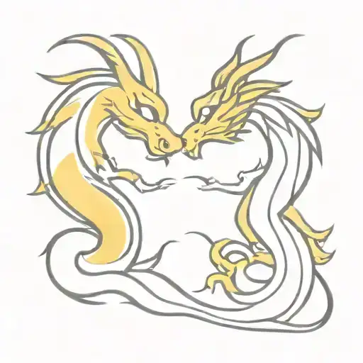 Red Chinese Dragon and Yellow Chinese Dragon Face to Face tattoo design idea