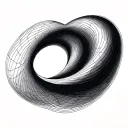 Black hole topology lines in the shape of a love heart, clean plotted cartesian planes tattoo design idea