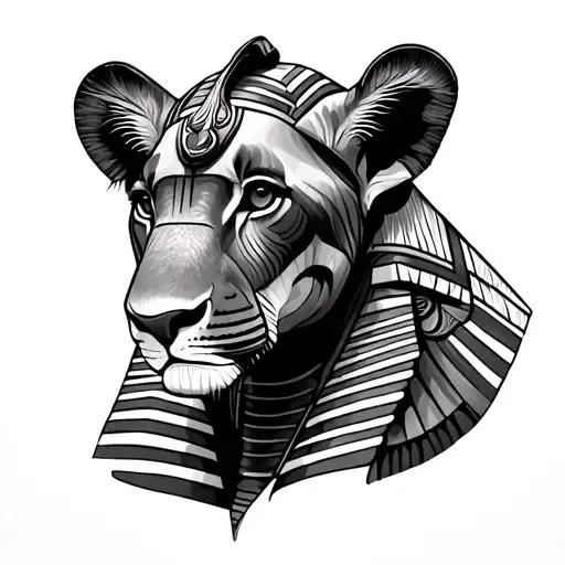 African big five and egypt tattoo design idea
