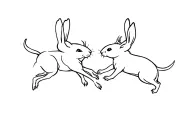 japanese rabbits chasing each other tattoo design idea