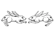 japanese rabbits chasing each other tattoo design idea