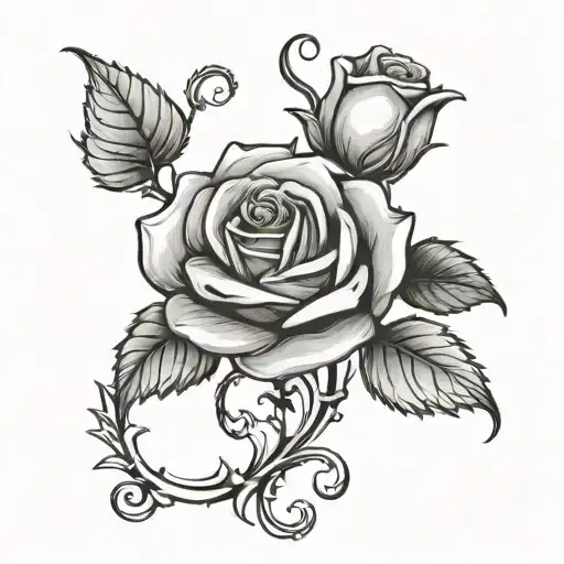 a rose with the letter alpha and the letter omega symbol tattoo design idea