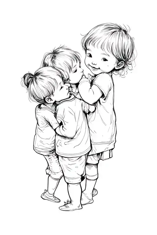 Little children Happy Live Caches' Slowly Appearing tattoo design idea