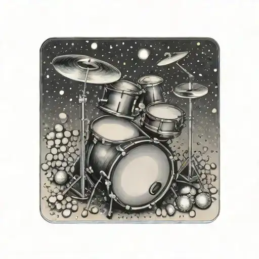 A drum set made out of various coins tattoo design idea