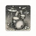 A drum set made out of various coins tattoo design idea