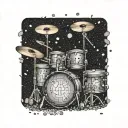A drum set made out of various coins tattoo design idea