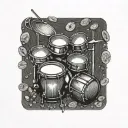 A drum set made out of various coins tattoo design idea