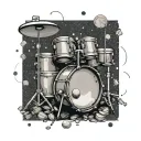 A drum set made out of various coins tattoo design idea
