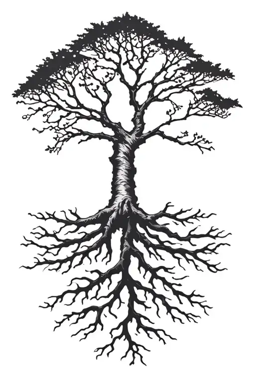  Gaelic Rowan tree with roots extending tattoo design idea