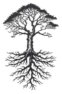  Gaelic Rowan tree with roots extending tattoo design idea