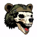 A military special forces bear skull. tattoo design idea