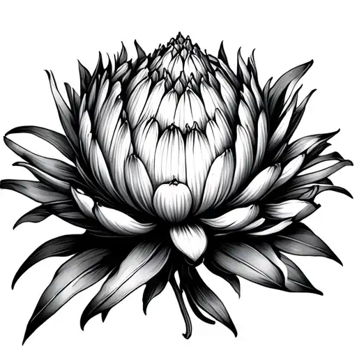 king protea flower bouquet tattoo design idea