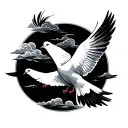 doves and clouds tattoo design idea