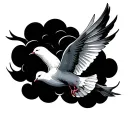 doves and clouds tattoo design idea