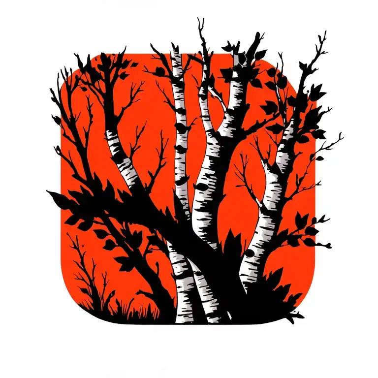 simplistic nature birch trees tattoo design idea