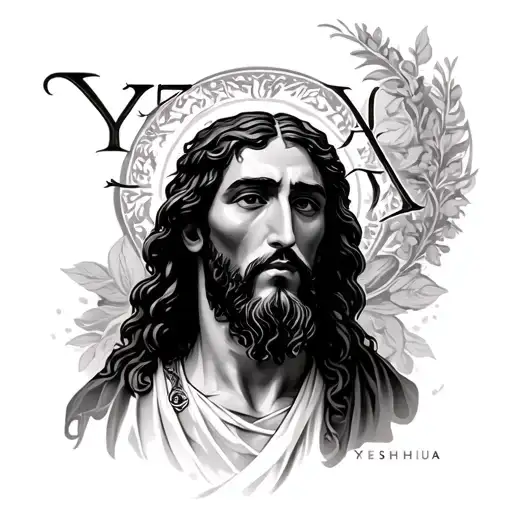 Yeshua only the name without anything else and the surrounding small tattoo design idea