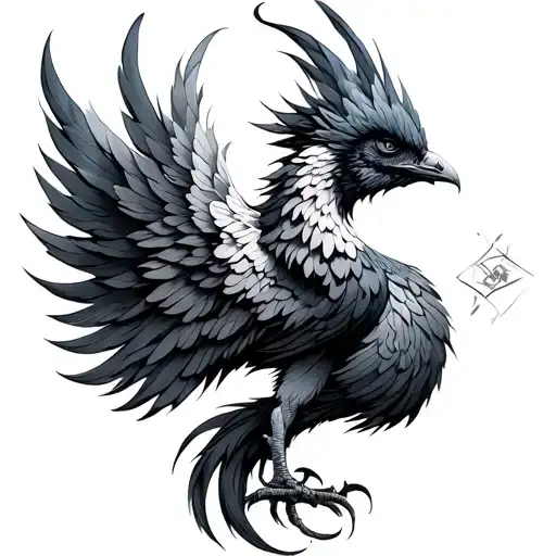 Rainbow Phoenix tattoo design idea