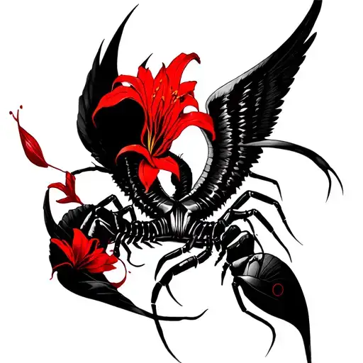 Full sleeve abstract tattoo of tokyo ghoul(centipede, red spider lilly) mixed woth archangel (without faces) tattoo design idea