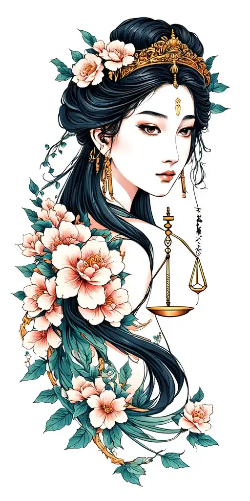 libra zodiac sign incorporated tattoo design idea