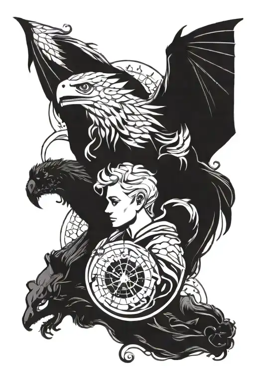 Draco and Hermione themed tattoo incorporating elements tattoo design idea