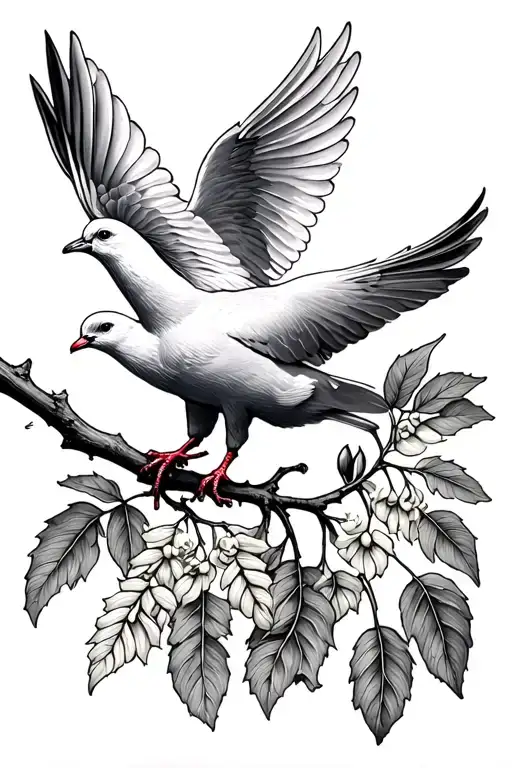 dove and hyssop branch tattoo design idea