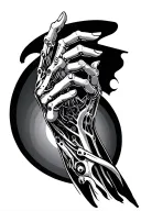 bio mechanical arm holding tattoo design idea