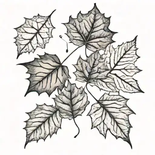 autumn leaves falling tattoo design idea