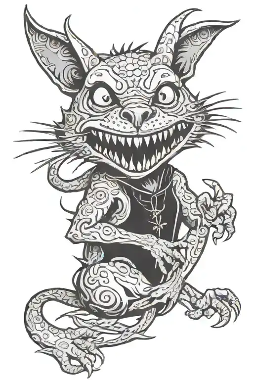 An el chupacabra  themed tattoo with a black-grey style tattoo design idea