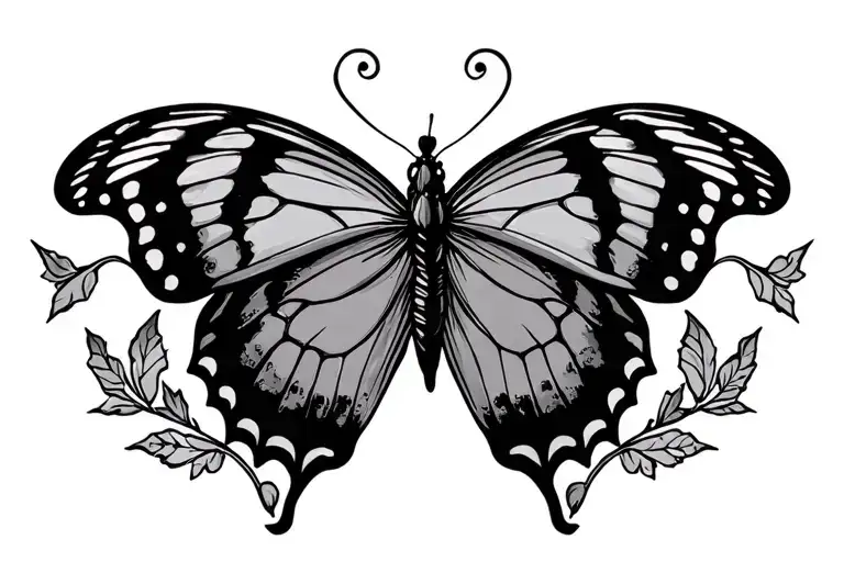 butterfly tramp stamp with a subtle semicolon as the body tattoo design idea