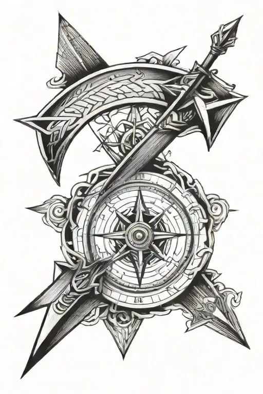 arrow with the compass design tattoo design idea
