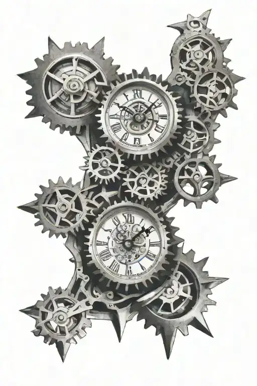 intricate clock cogs sleeve tattoo tattoo design idea