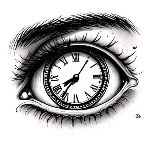 eye clock on hand tattoo tattoo design idea