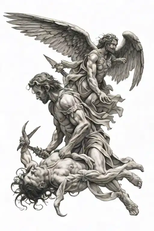angels vs demons tattoo design idea