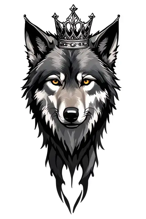 wolf with crown tattoo design idea