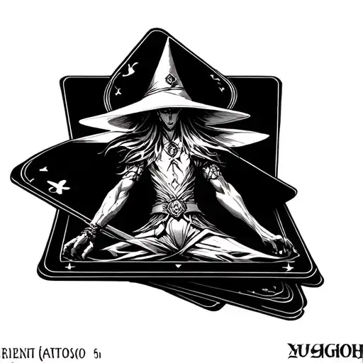 yugioh dark magician card deck tattoo design idea