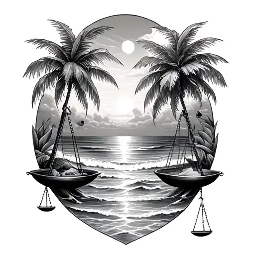 Adam DeArmond, libra scale, Tampa florida beaches mixed tattoo design idea