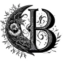 initial U and B make with strong, spiritual, wild, soft-hearted, calm, fierce, etc.moon tattoo design idea