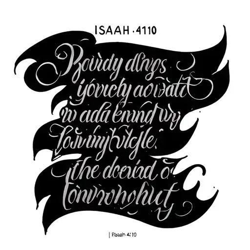 calligraphy bible verse Isaiah 41:10 on my chest piece with Pinyonscript font  tattoo design idea