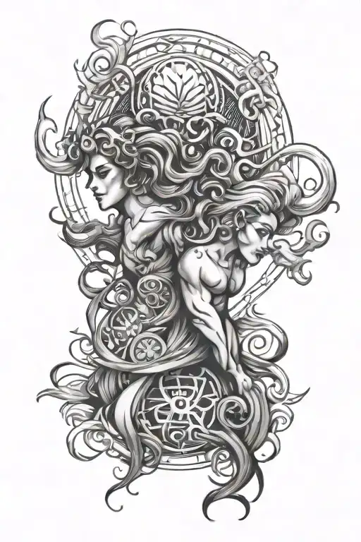 zodiac sign  tattoo gemini, taurusand aquarius tattoo design idea
