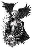 ange déchu good omens death of peace tattoo design idea