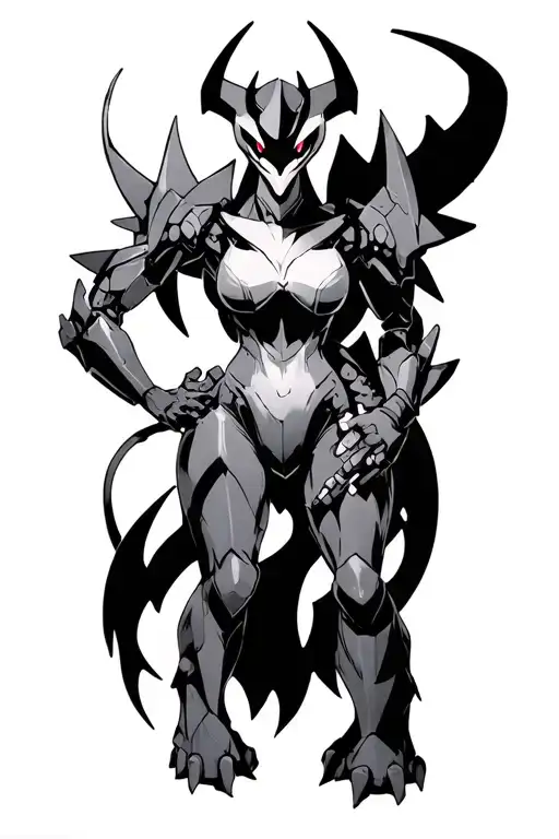 Ladydevimon and machinedramon tattoo design idea